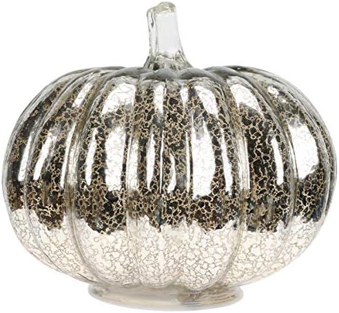 Beaupretty 1pc Silver Halloween Pumpkin Lamp Mercury Glass Lanterns Pumpkin Centerpiece with LED ... | Amazon (US)