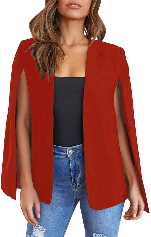 Flybony Cape Sleeve Blazer Jackets for Women Elegant Casual Cape Coat | Amazon (US)