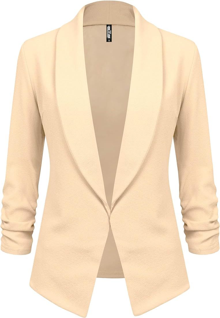 Lock and Love Women 3/4 Sleeve Blazer Open Front Cardigan Jacket Work Office Blazer | Amazon (US)