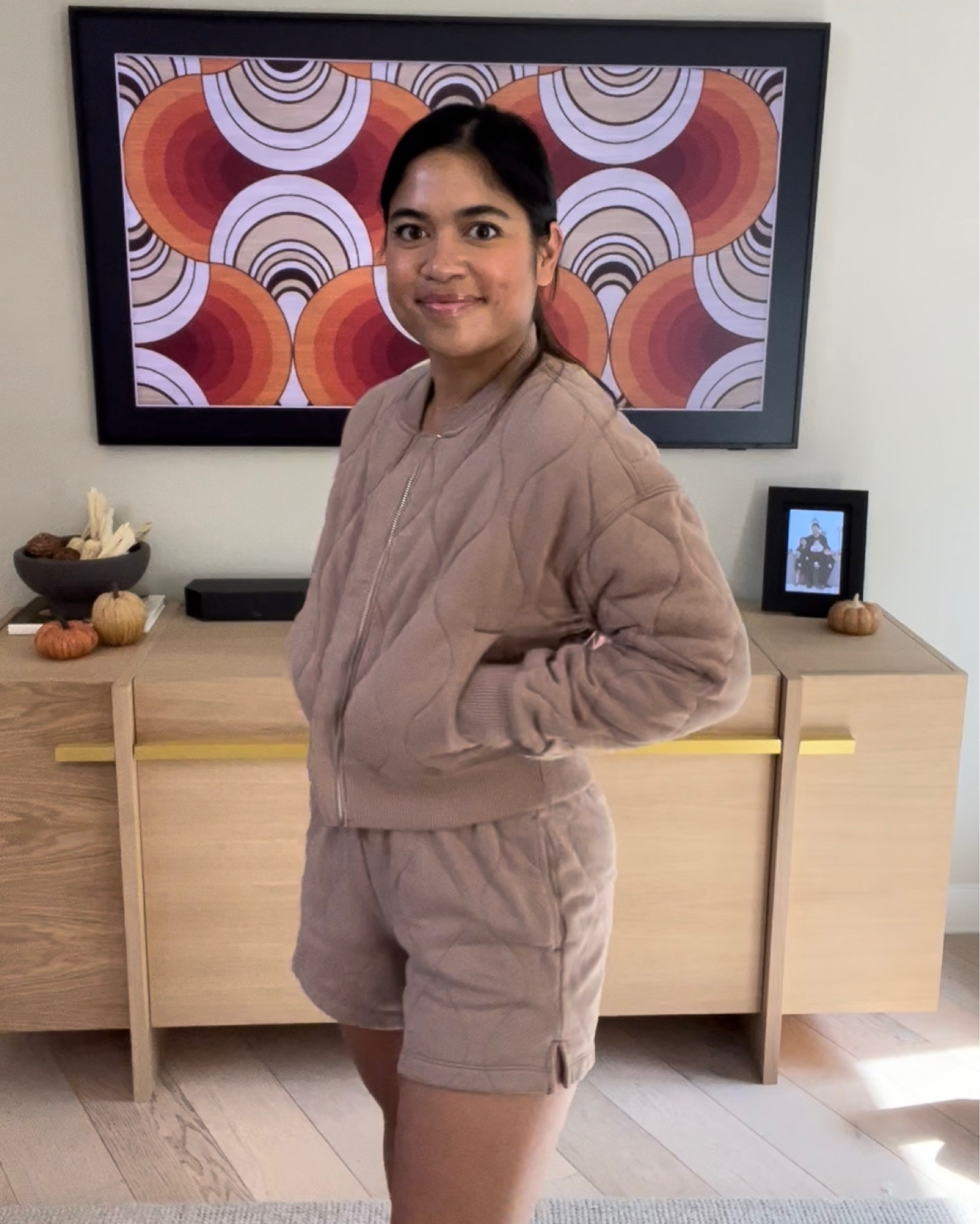 Cute matching set for fall transition! 25% off starting tomorrow!
Wearing small in both jacket and shorts 


#LTKSale #LTKsalealert #LTKstyletip