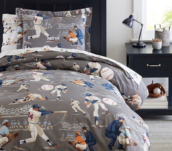 Vintage Baseball Organic Duvet Cover & Shams | Pottery Barn Kids