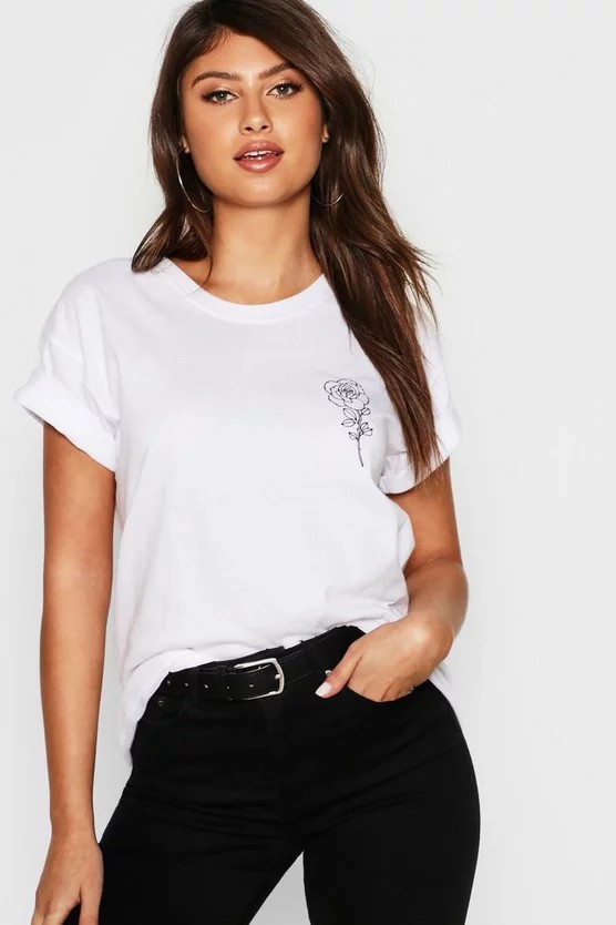 Rose Pocket Graphic T-Shirt | Boohoo.com (US & CA)