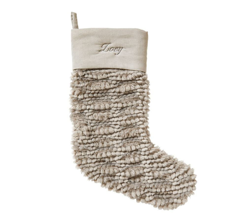 Honeycomb Faux Fur Stocking, Gray | Pottery Barn (US)