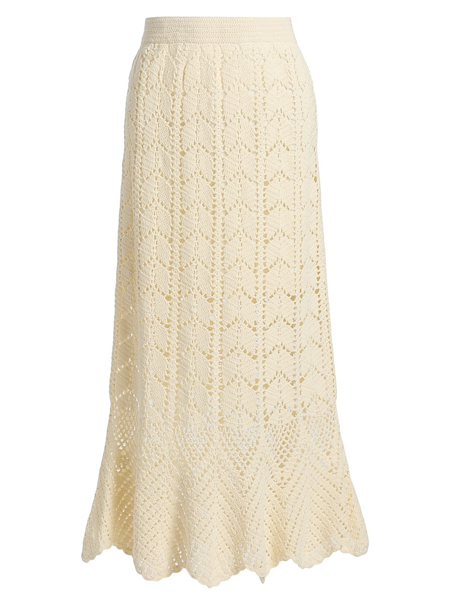 Women's Awaken Lace Crochet Cotton Midi-Skirt - Cream - Size 0 | Saks Fifth Avenue