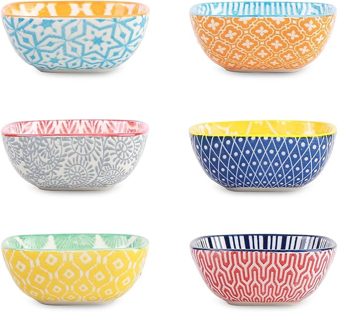 Selamica Ceramic 2.6 OZ Square Dipping Bowl Set, Soy Sauce Dish 3 inch Small Bowls for Ketchup Co... | Amazon (US)