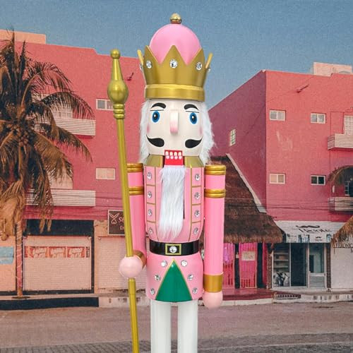 CDL 6feet Life-Size Giant Pink Wooden Nutcracker Soldier Ornament on Stand Hold Scepter (6 Foot, King Pink k16) | Amazon (US)