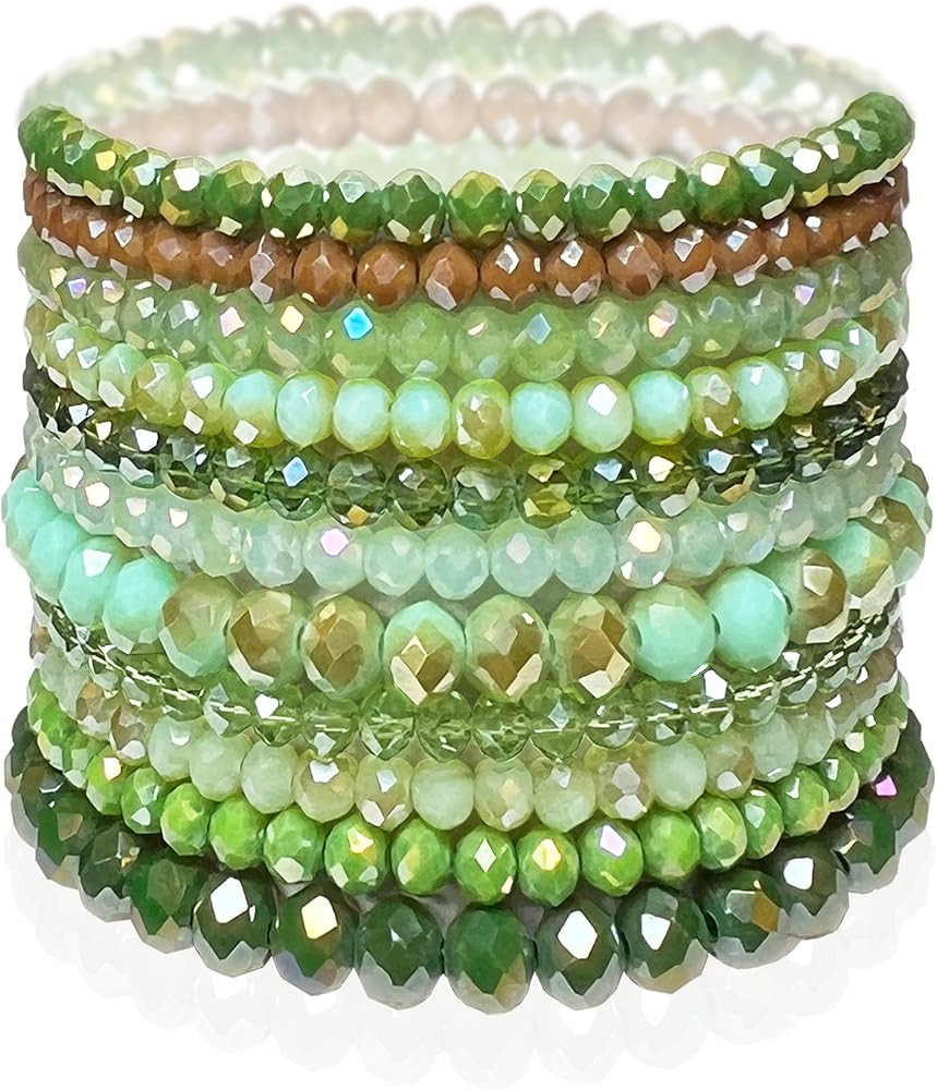 CATCHY & CRAFTY Bracelet Crystal Stretch Stackable Layering Colorful Statement Bracelets Women Gl... | Amazon (US)