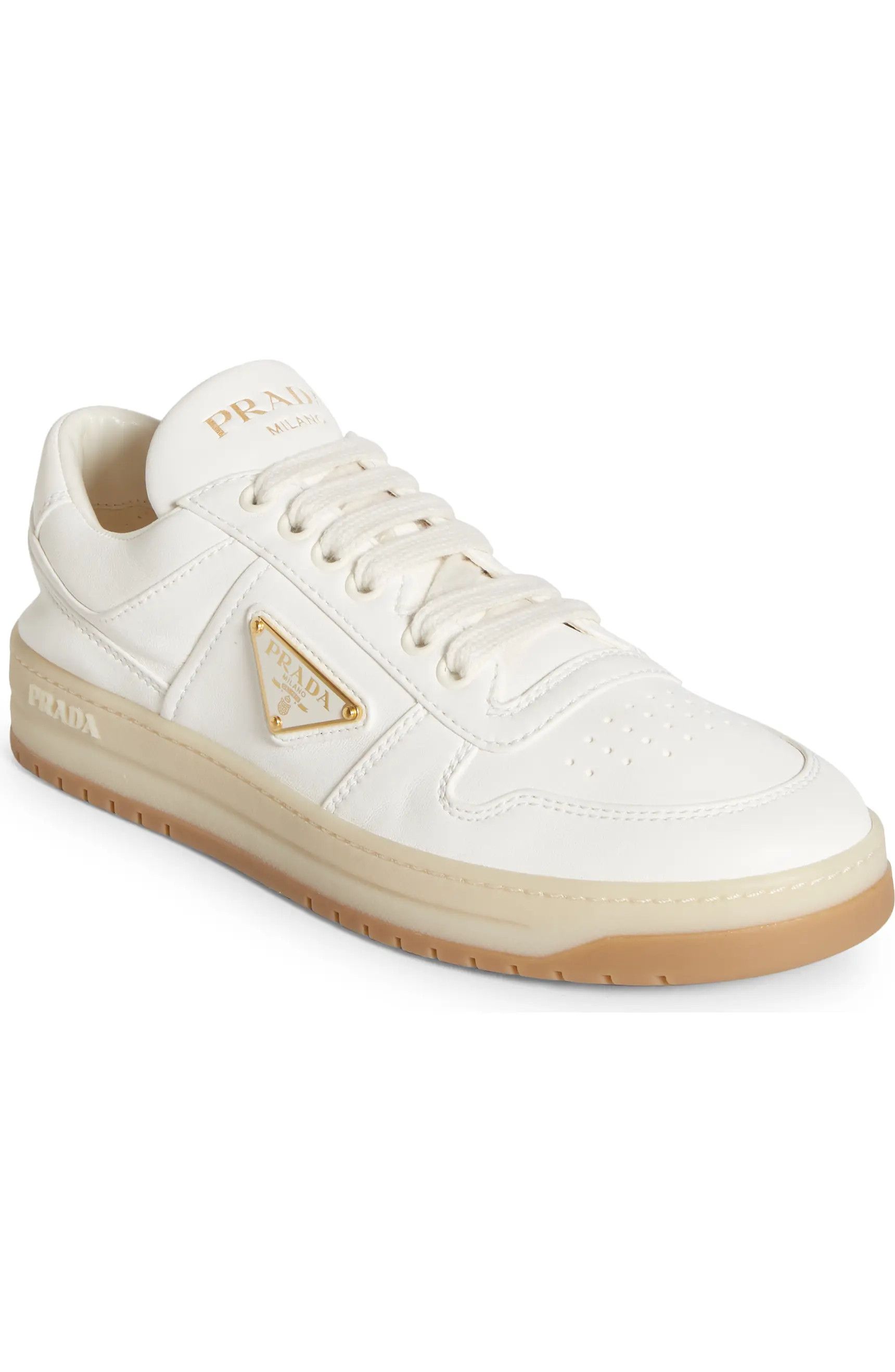 Prada Triangle Logo Lace-Up Sneaker (Women) | Nordstrom | Nordstrom