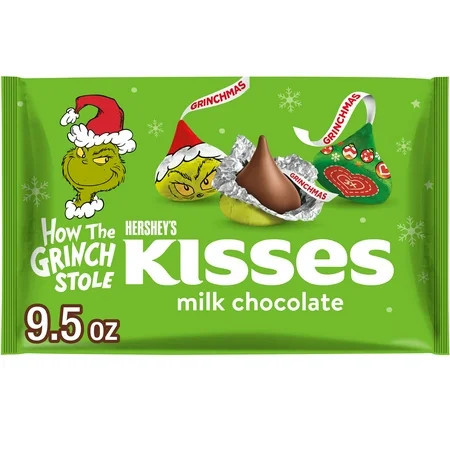 Hershey's Kisses Grinch Milk Chocolate Christmas Candy, Bag 9.5 oz | Walmart (US)