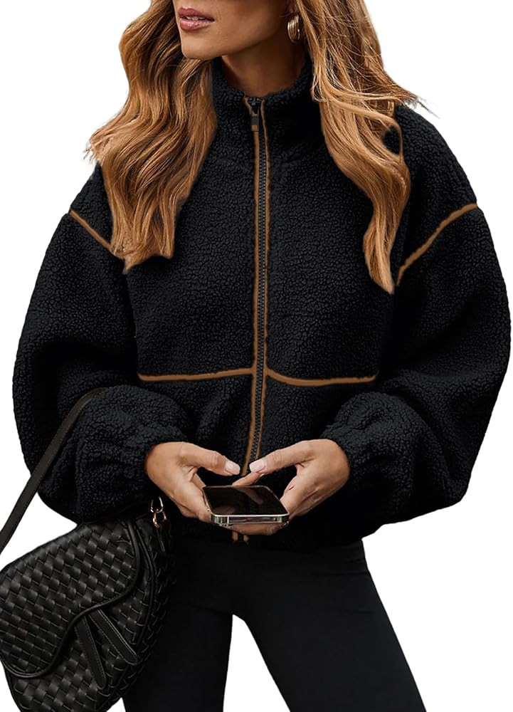 Dokotoo Womens Coat Casual Lapel Full Zip Fleece Jacket Long Sleeve Oversized Warm Winter Outwear... | Amazon (US)