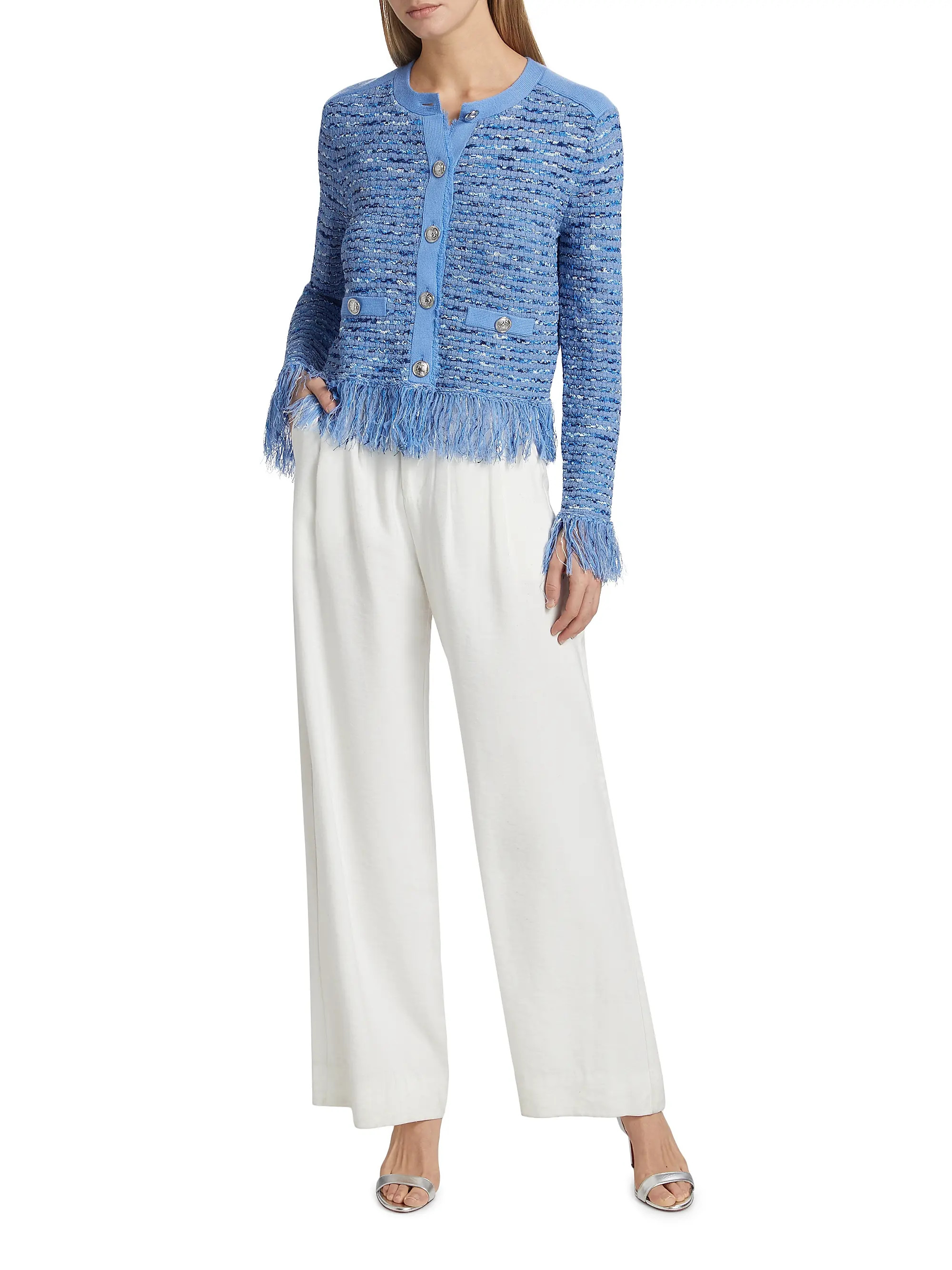 Shop Milly Fringe Tweed Jacket | Saks Fifth Avenue | Saks Fifth Avenue