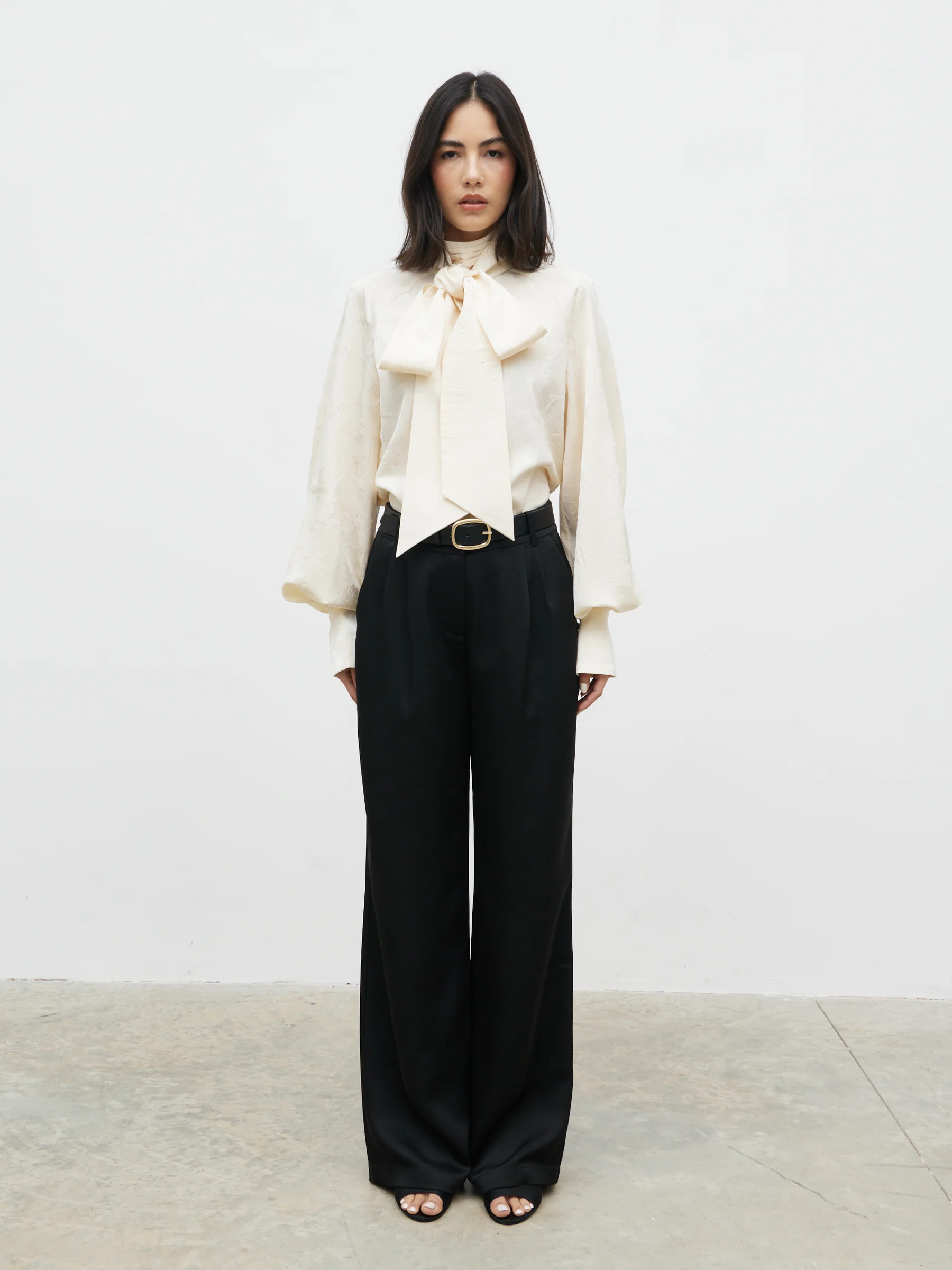 Kesia Jacquard Bow Blouse | Pretty Lavish (UK)