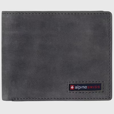 Alpine Swiss Wallet for Men Nolan Commuter Bifold Dual ID Windows for License Work Badge RFID Protection Divided Bill Section Gift Boxed Nubuck Gray | Target