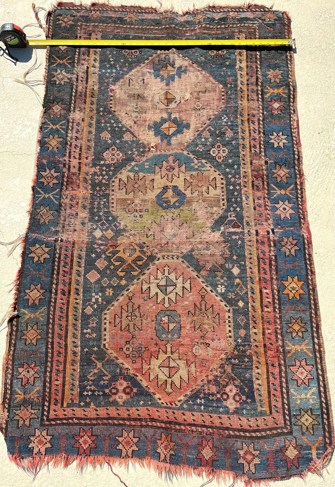 Antique Wool Rug: Hand-made Batik Persian Turkish Bohemian Decor, 1920s - Etsy | Etsy (US)