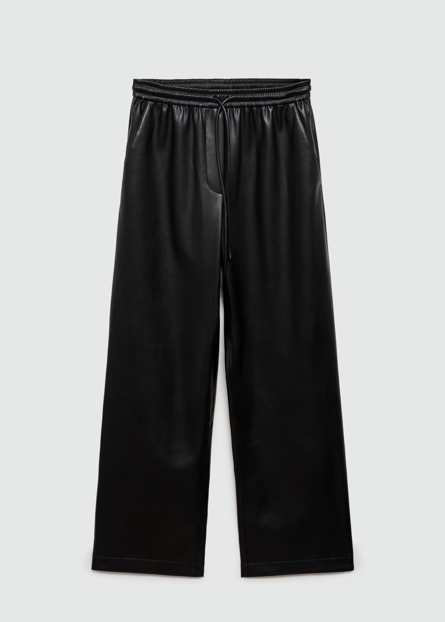 Leather-effect elastic waist trousers | MANGO (UK)