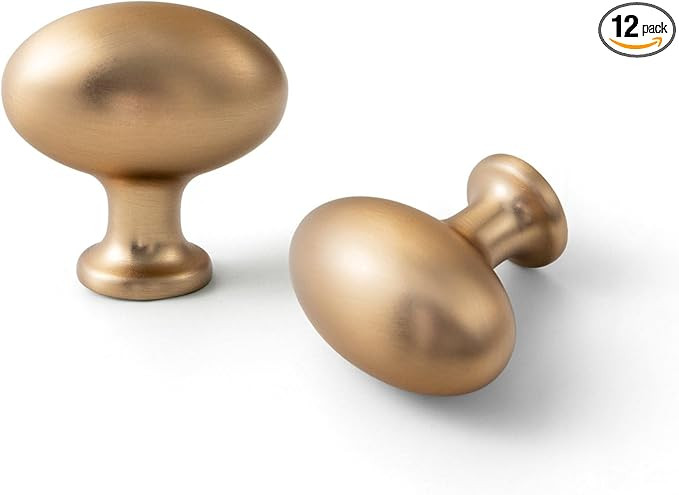 Goo-Ki 12 Packed Zinc Alloy Drawer Knobs -1.2 Inch(36MM) Oval Champagne Bronze Cabinet Knobs for ... | Amazon (US)