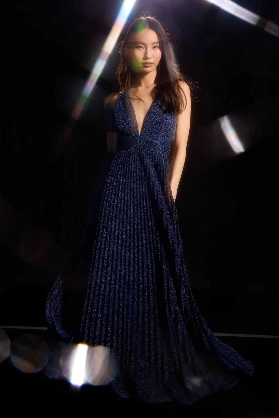 Especially Stunning Blue Sparkly Pleated Maxi Dress | Lulus