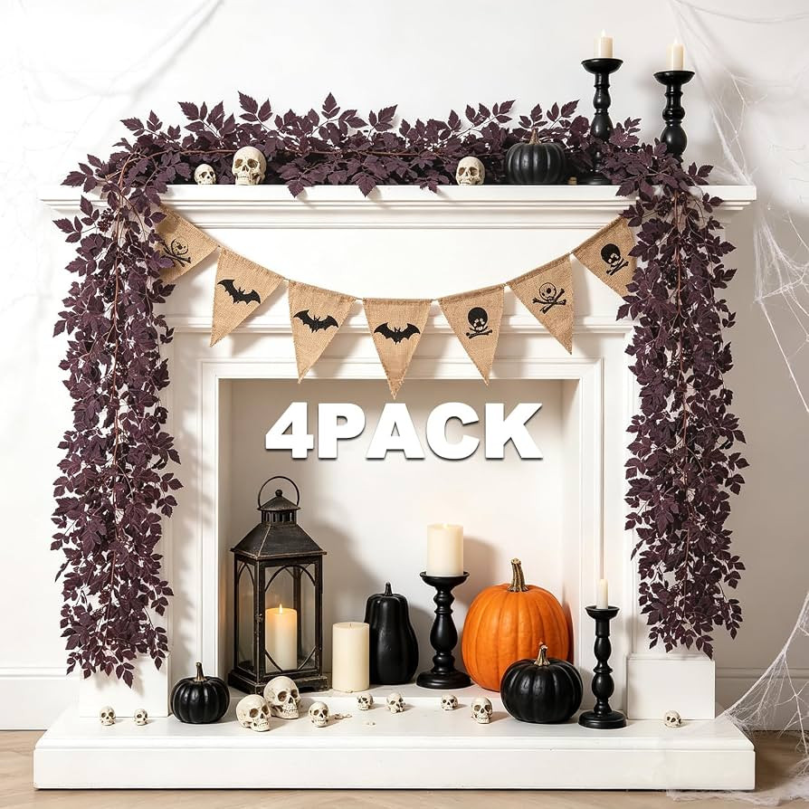 24 FT Plum Cimicifuga Seeded Garland for Mantle Artificial Fall Leaves Decor Decoration Faux Fall... | Amazon (US)