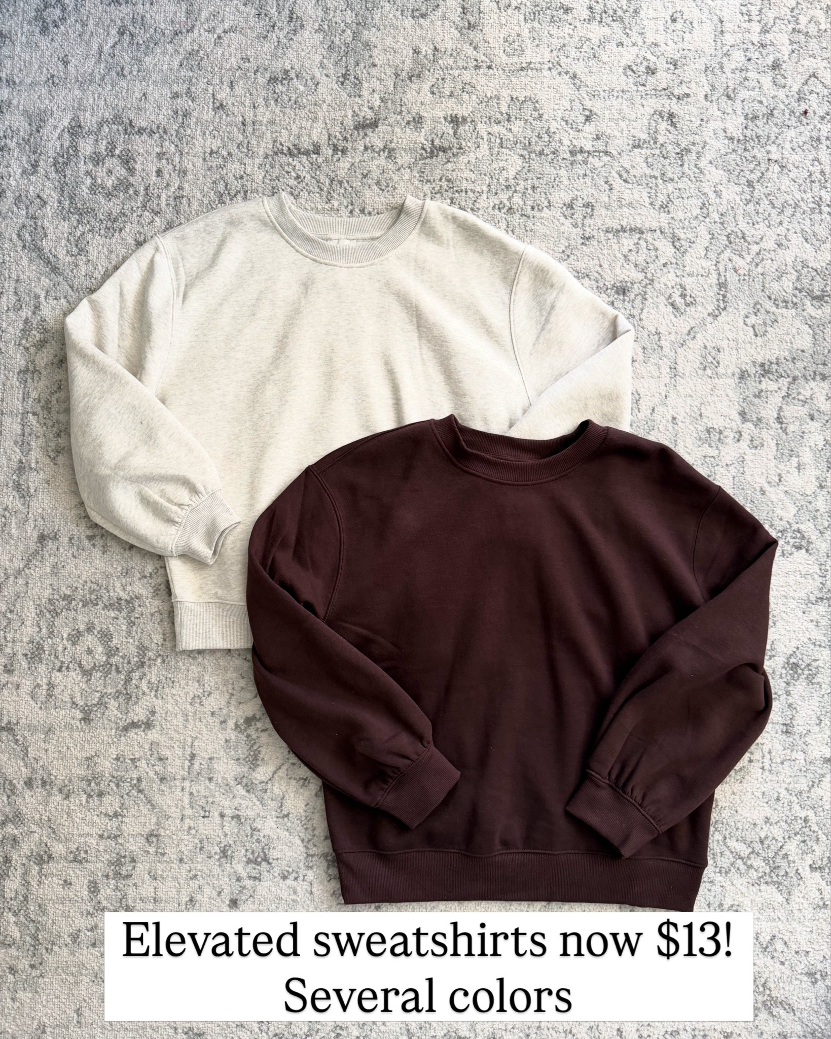 Walmart puff sleeve sweatshirts on deal! Great with high rise jeans and pants. I got the small and the medium, I think I prefer the medium for a little more wiggle room. #walmartfashion