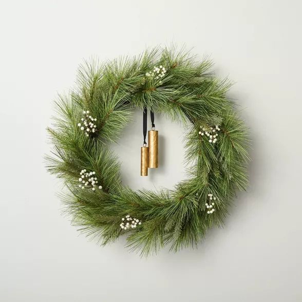 24" Faux Needle Pine Plant Wreath with White Berries - Hearth & Hand™ with Magnolia | Target