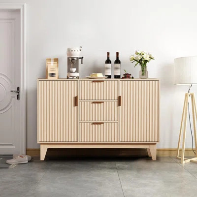Modern Wooden Sideboard Buffet Cabinet with 3 Drawers, 2 Doors & Adjustable Shelves – 47.2" Storage Cabinet for Living Room, Kitchen & Entryway | Wayfair North America