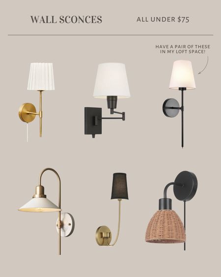 Wall sconces under $75, for every style home 

#LTKfindsunder50 #LTKhome #LTKfindsunder100