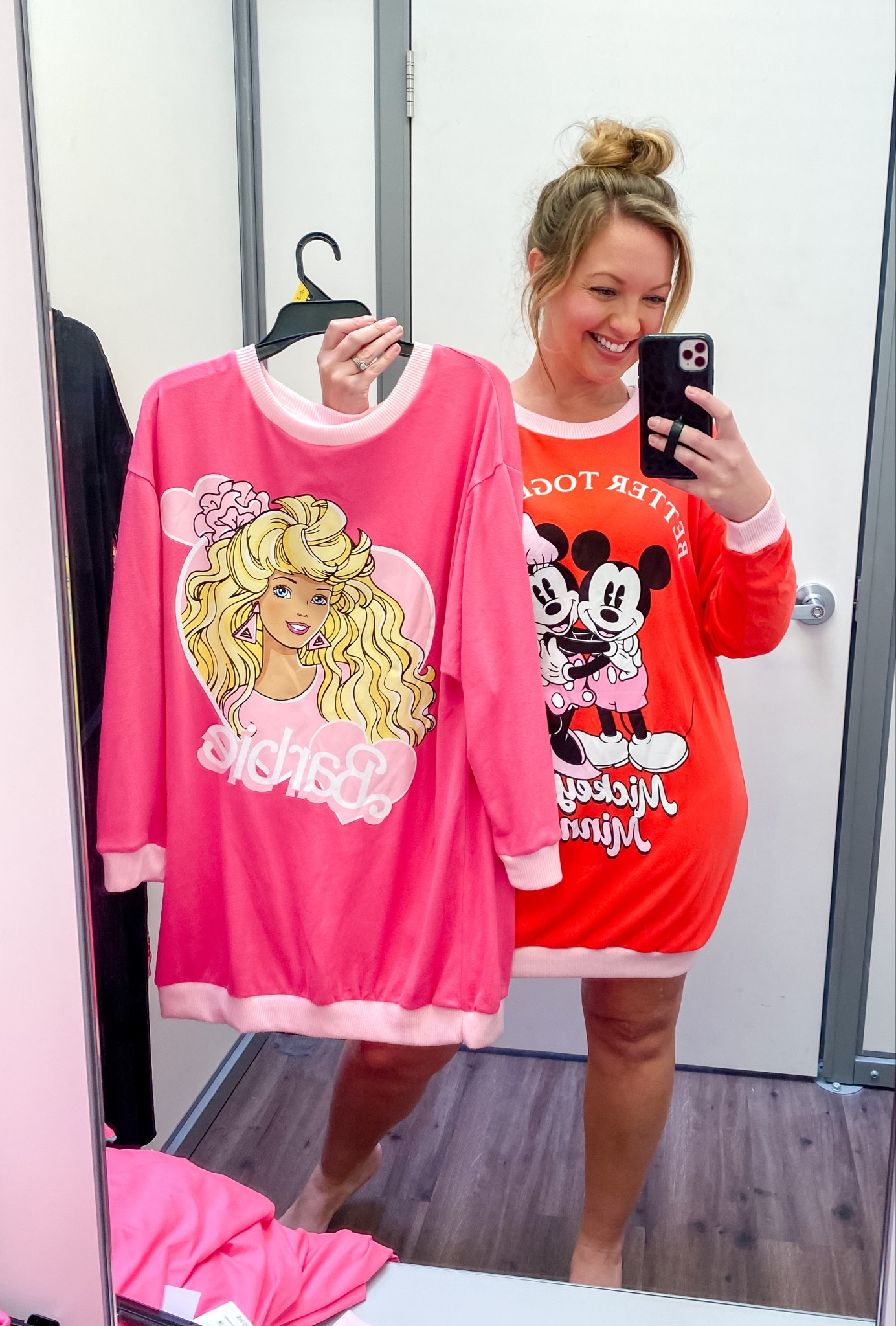 The cutest sleep shirts ever!!! I am partial to the Barbie one but I love the Minnie and Mickey Mouse sleep dress too!! Wearing size medium in Minnie &Mickey and Large in Barbie. I prefer oversized and size large in my sleepwear!!

Walmart Sleep shirt sleep dress pajamas Barbie sleep shirt nostalgic Barbie shirt Minnie and Mickey Mouse pajamas Disney pajamas Barbie pajamas 

#LTKfindsunder50 #LTKmidsize