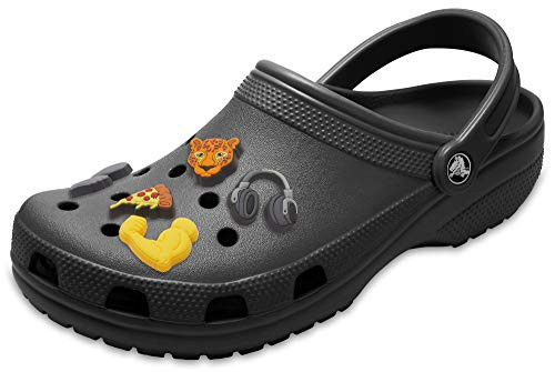 Crocs Classic Clog | Comfortable Slip On Water Shoes, Black, 9 Women/7 Men Shoe Charm 5-Pack | Personalize with Jibbitz, Get Swole, Small | Amazon (US)