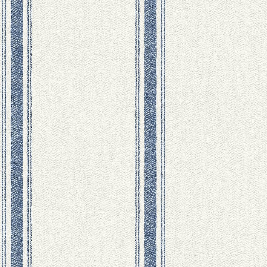 Chesapeake 3115-12462 Linette Fabric Stripe Wallpaper, Blue | Amazon (US)