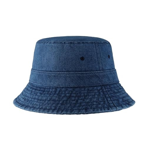 Hot Summer Bucket Hat - Trendy Cotton Sun Hat for Beach, Golf, Fishing - Fun Outdoor Vacation Boonie for Men and Women (Dark Denim) | Amazon (US)