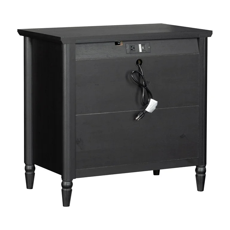 My Texas House Monroe 3 Drawer Nightstand with USB, Raven Black Oak Finish | Walmart (US)