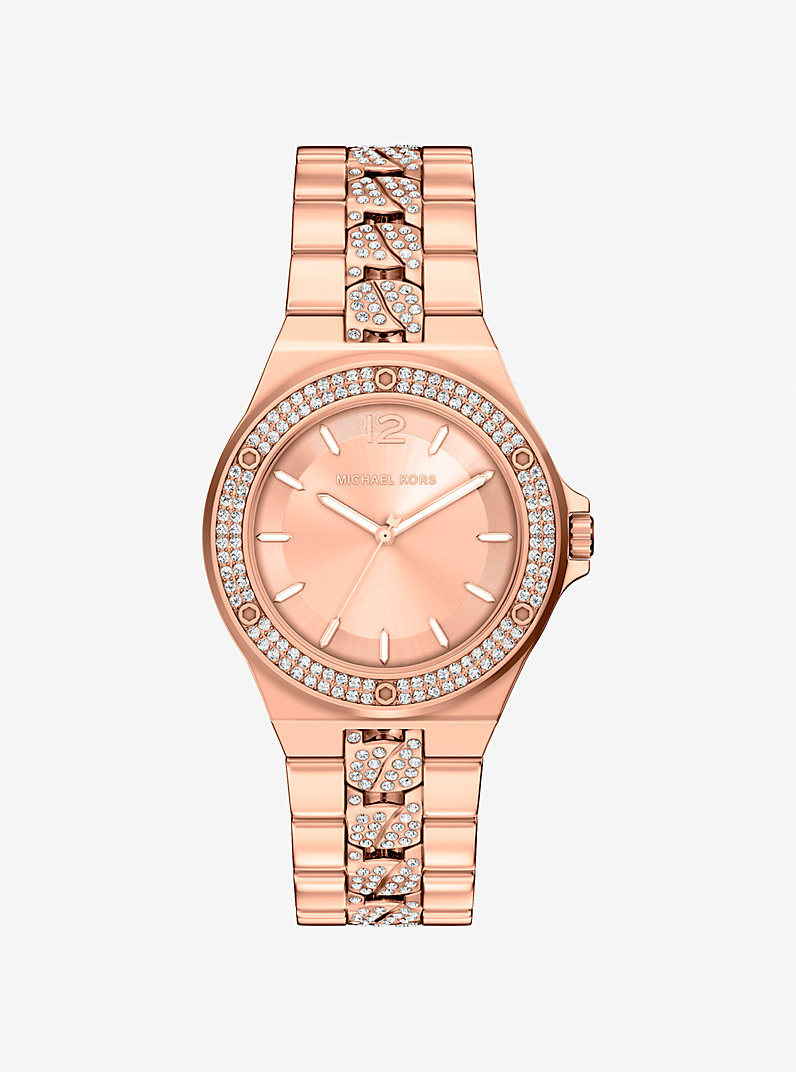 Lennox Pavé Rose Gold-Tone Watch | Michael Kors US