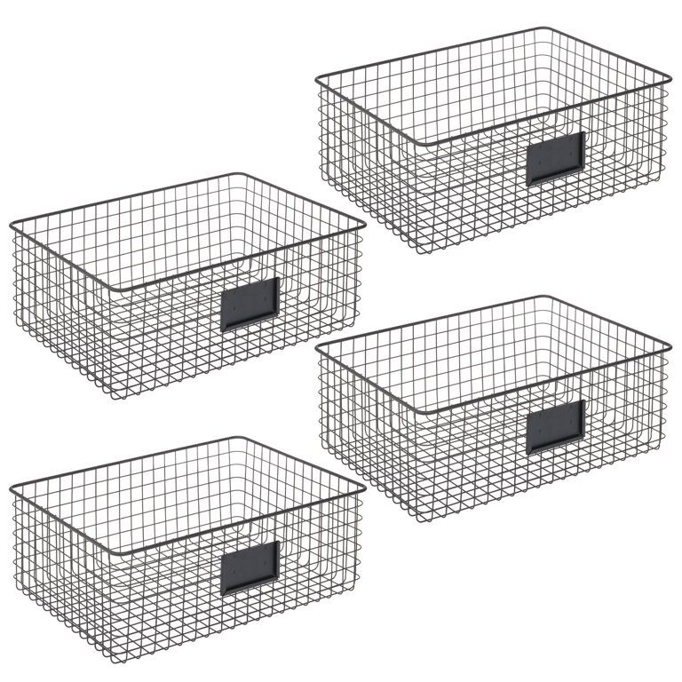 mDesign Farmhouse Decor Metal Wire Food Organizer Storage Bin Basket with Label Slot for Kitchen ... | Walmart (US)