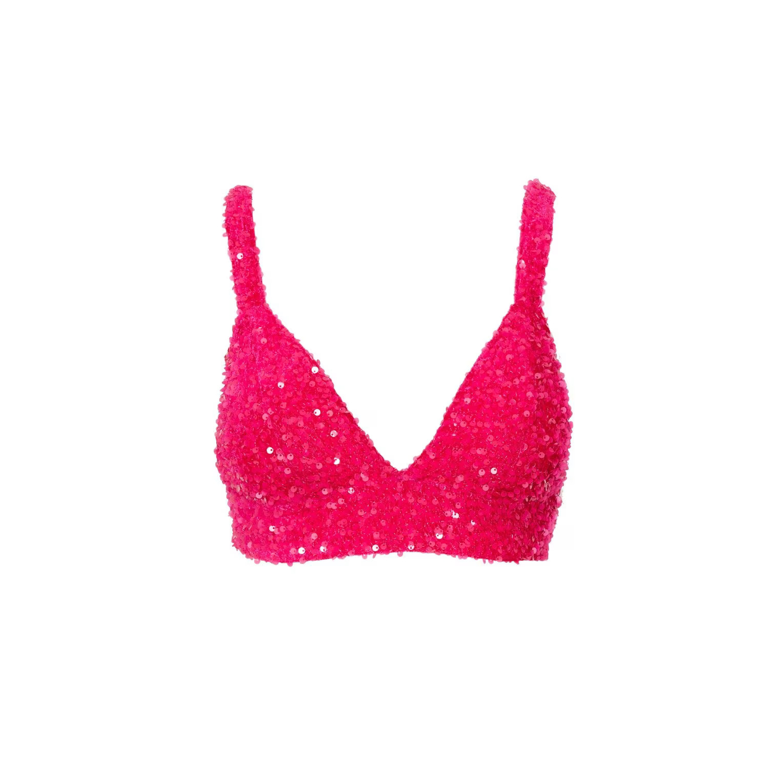 Liza Sequin Bra Top In Pink Fuchsia | Wolf & Badger