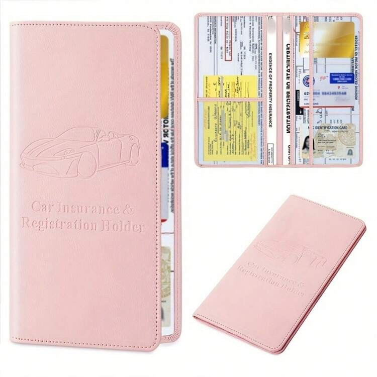 PU Leather Car Registration And Insurance Holder, Vehicle Registration And Insurance Card Holder For Car, Auto Document Holder Glove Box Organizer Car Insurance Folder, Auto Glovebox Organizer Car Glove Compartment Organizer For Women And Men - Pink | SHEIN