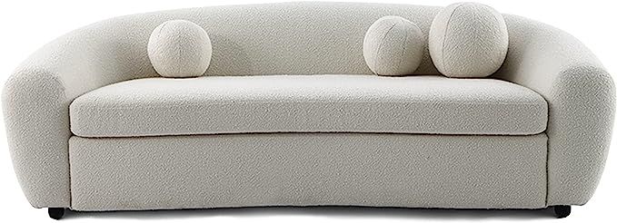 Mid-Century Modern Curved Boucle Sofa Fabric, White Boucle | Amazon (US)