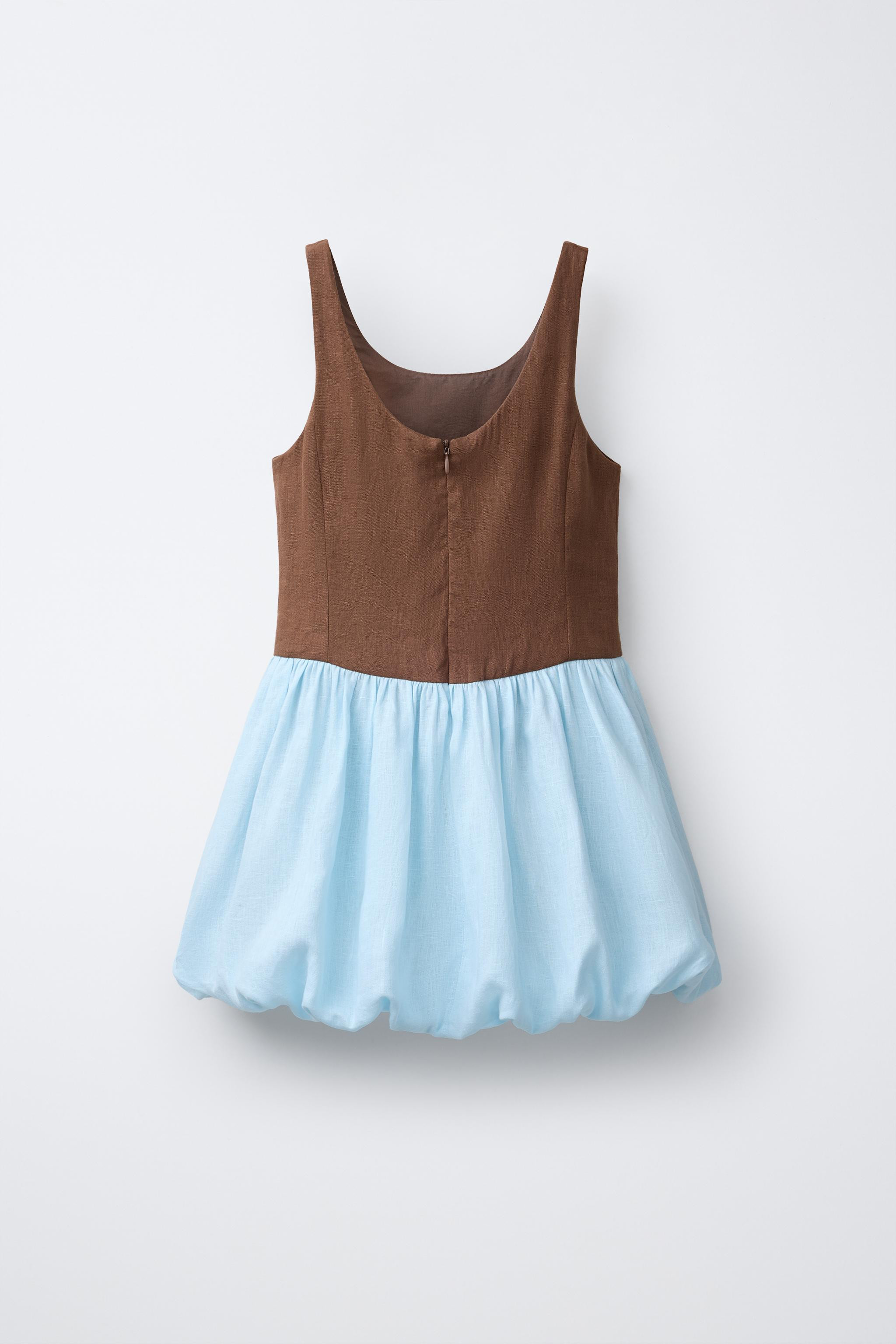 100% LINEN COLOUR BLOCK DRESS | Zara UK