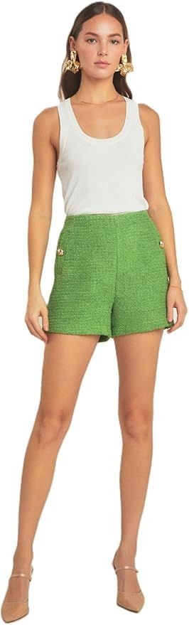 endless rose Women's Tweed Buttoned Shorts | Amazon (US)