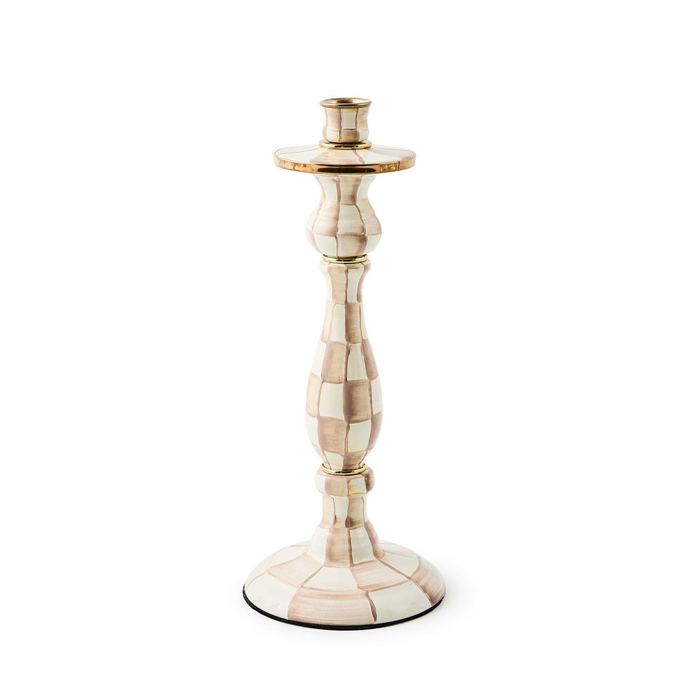 Mocha Check Large Candlestick | MacKenzie-Childs