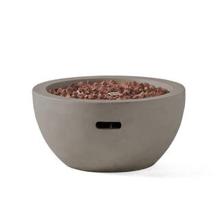 Tulip Light Gray Stone Outdoor Patio Fire Pit Bowl (No Tank Holder) | The Home Depot