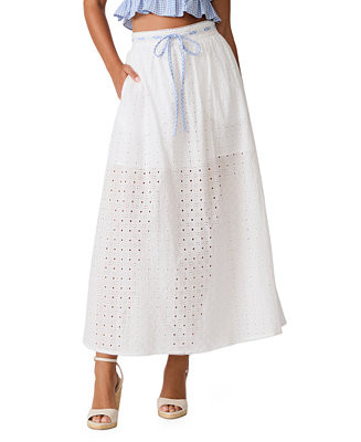 Women's Zana Loose-Fit Eyelet Skirt | Macy's