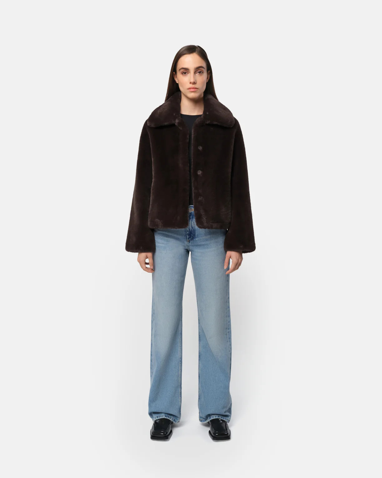 Elis Faux Fur Coat in Espresso | Apparis