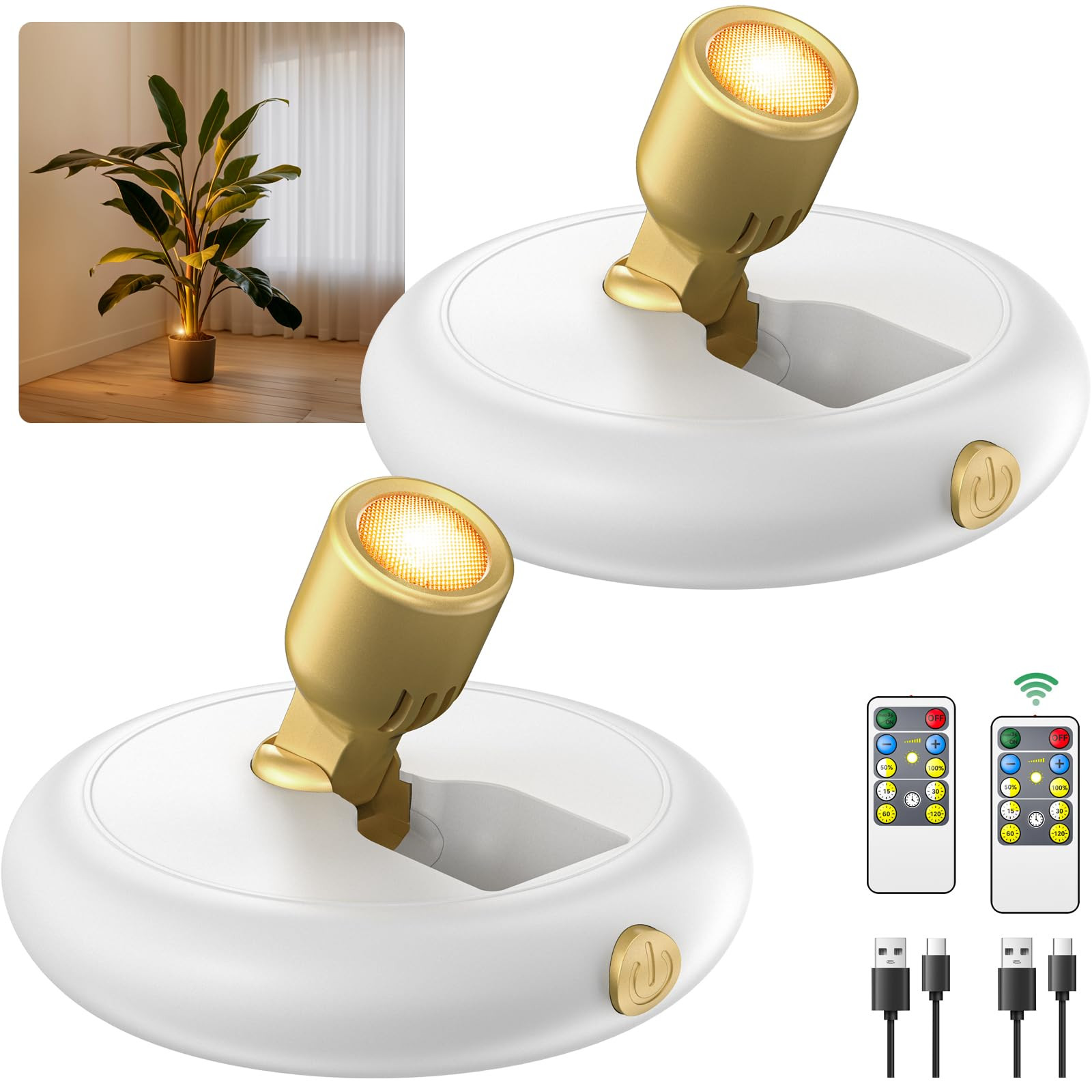 Rechargeable Battery LED Spotlight Indoor: Wireless Mini Art Accent Spot Lights with Timer Remote... | Amazon (US)