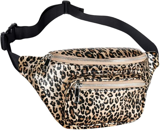 Geestock Leopard Sport Fanny Packs PU Leather Bumbag Women Belt Bag Cute Waist Pack with Adjustab... | Amazon (US)
