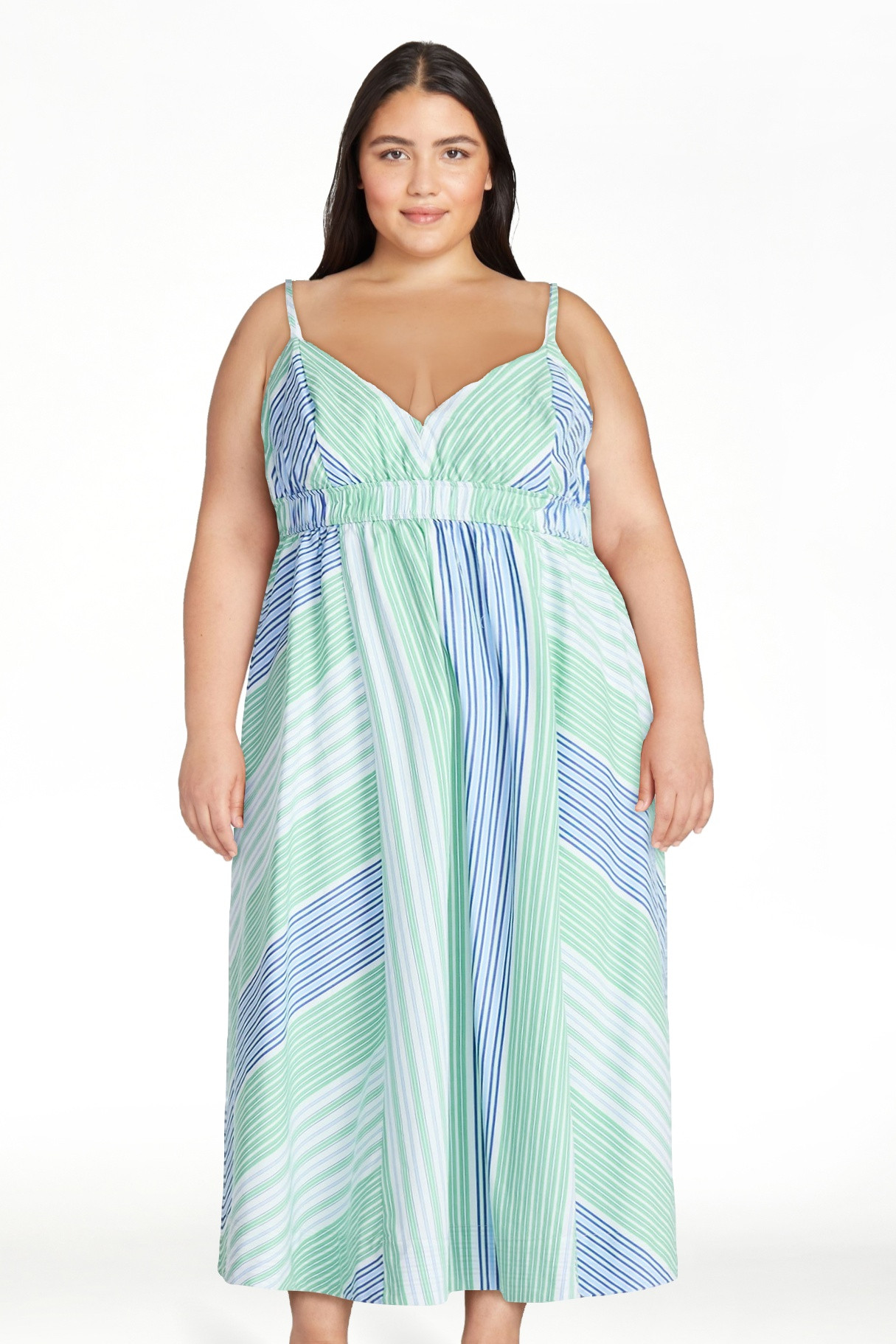 Free Assembly Women's and Women's Plus Striped Cotton Maxi Dress, with Cut Out Back, Sizes XS-4X | Walmart (US)