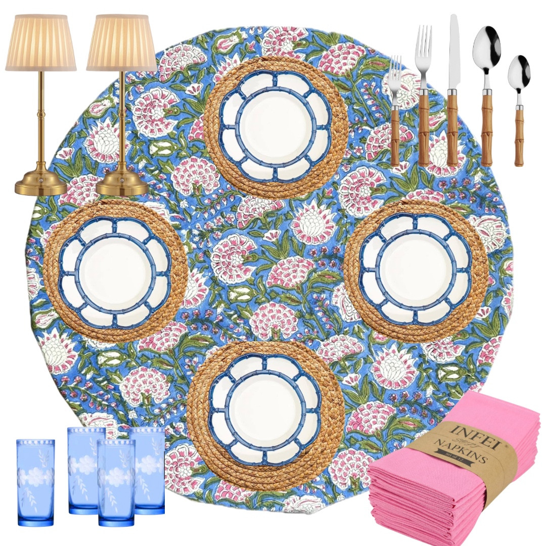 Love this bright and happy table!!  It’s all very affordable and the pieces can be used time and time again. Atosii makes beautiful block prints. I own several of their table linens and love them all.  Tabletop. Ladies lunch. Back to school lunch. Blue and white.   

#LTKParties #LTKHome #LTKSeasonal