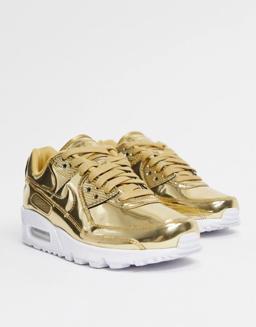 Nike Air Max 90 Liquid Metal sneakers in gold | ASOS (Global)