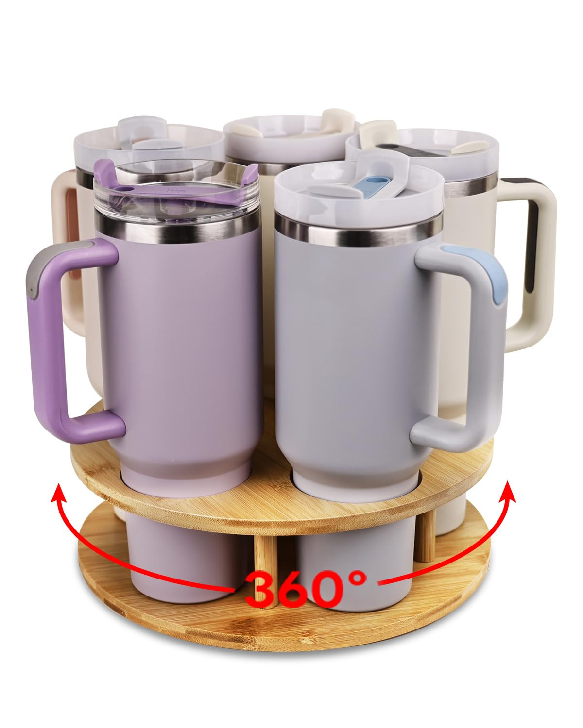 Water Bottle Organizer for Stanley 40 oz, Rotating Stanley Cup Holder Organizer for Cabinet, Bamb... | Amazon (US)