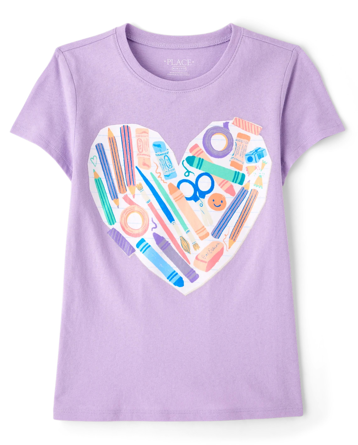 Girls School Supplies Heart Graphic Tee - purple | The Children's Place