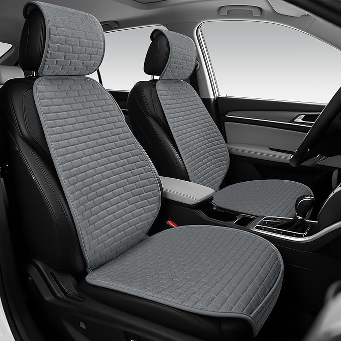 Linen Car Seat Covers Front Seat Covers - 2 PCS Durable & Non-Slip Breathable Cloth Fabric Car Se... | Amazon (US)